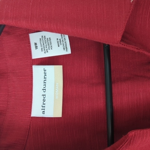 Alfred Dunner Red Metallic Gold Floral Beaded Button Up Layering Top Size 18W - Picture 2 of 8